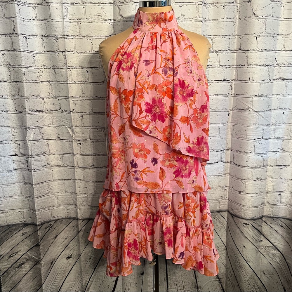 MISA NWT Women’s Pink/Orange Calissa Top and Matching Mini Skirt. Size M C-75